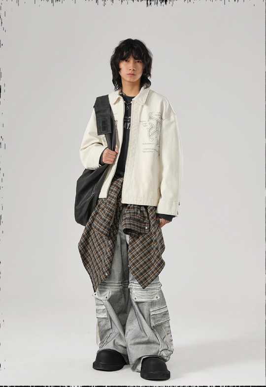 JHYQ Zipper Printed Canvas Work Jacket