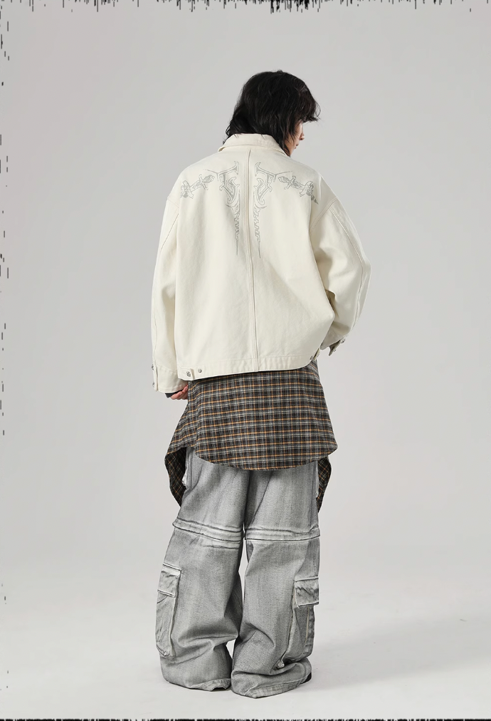 JHYQ Zipper Printed Canvas Work Jacket