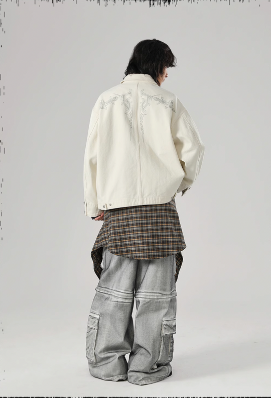 JHYQ Zipper Printed Canvas Work Jacket