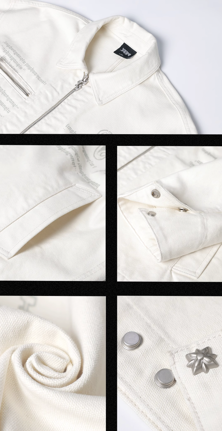 JHYQ Zipper Printed Canvas Work Jacket