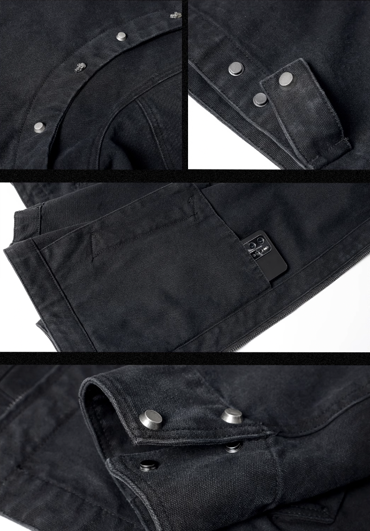 JHYQ Rivets Fake Two Piece Design Logo Jacket