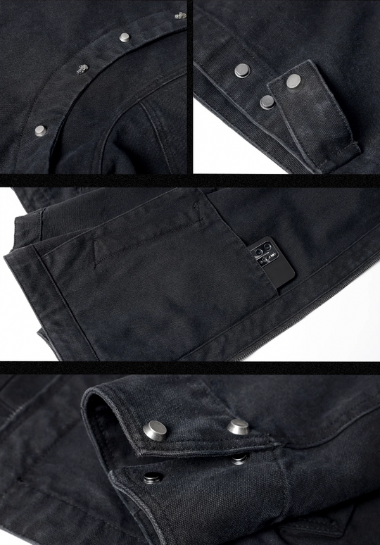 JHYQ Rivets Fake Two Piece Design Logo Jacket