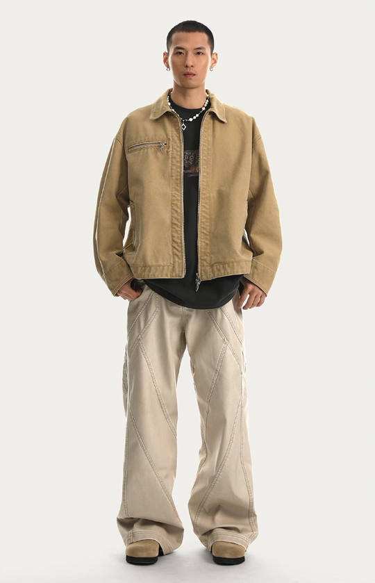 JHYQ Rivets Fake Two Piece Design Logo Jacket