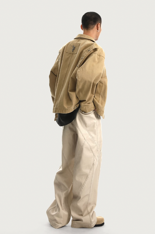 JHYQ Rivets Fake Two Piece Design Logo Jacket