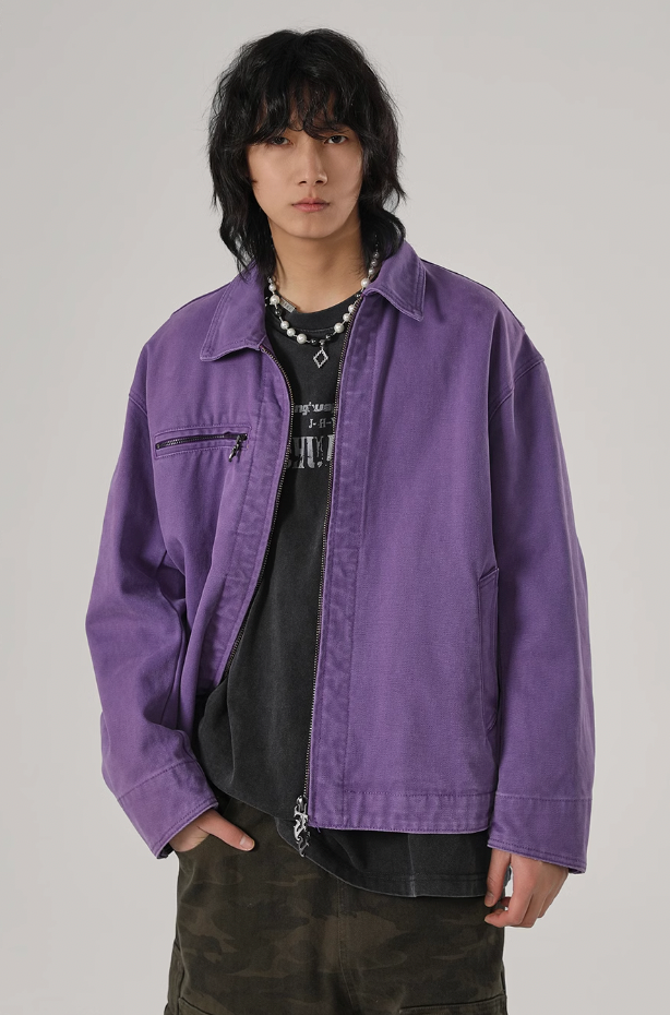 JHYQ Rivets Fake Two Piece Design Logo Jacket
