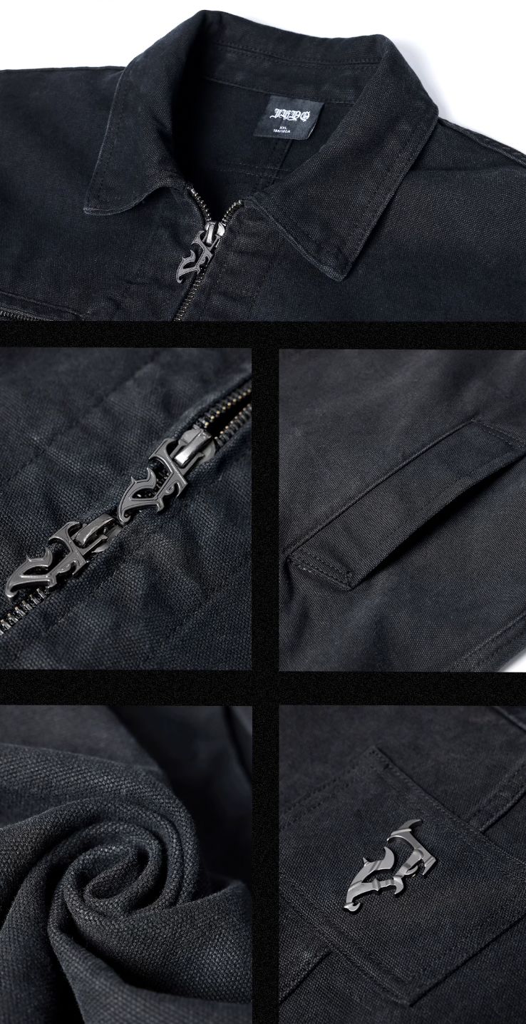 JHYQ Rivets Fake Two Piece Design Logo Jacket