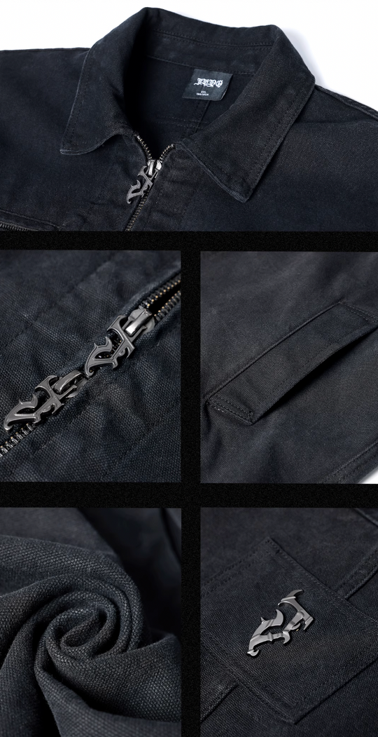 JHYQ Rivets Fake Two Piece Design Logo Jacket