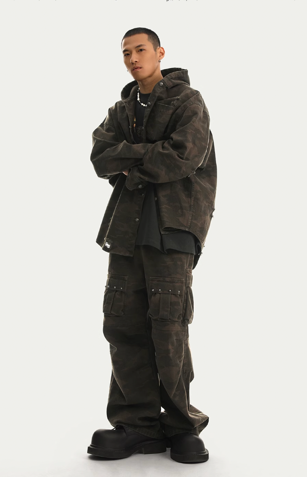 JHYQ Camouflage Hooded Shirt Jacket