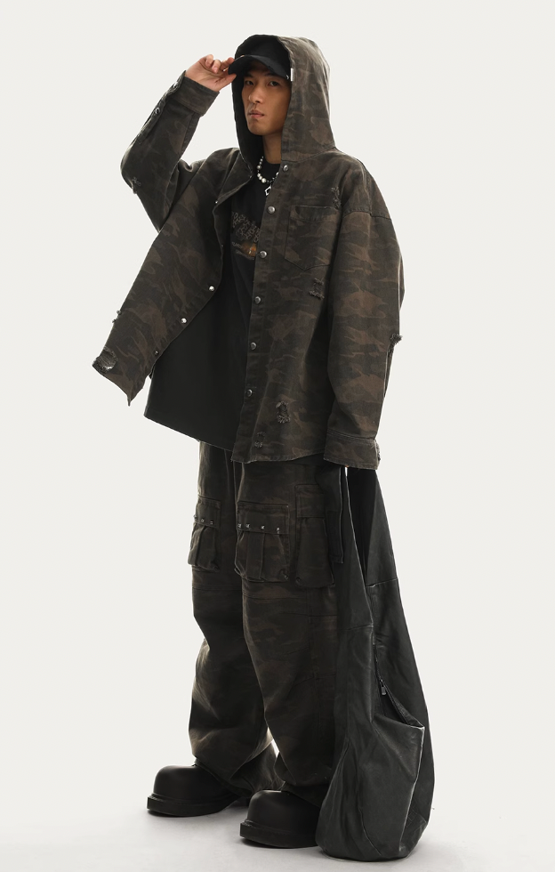 JHYQ Camouflage Hooded Shirt Jacket