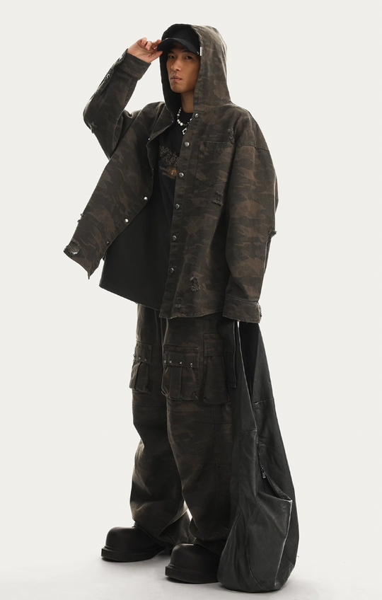 JHYQ Camouflage Hooded Shirt Jacket