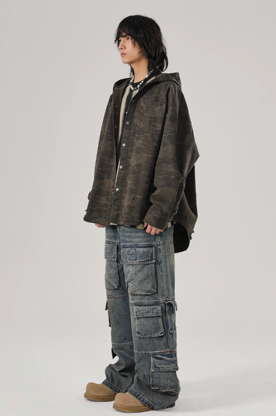 JHYQ Camouflage Hooded Shirt Jacket