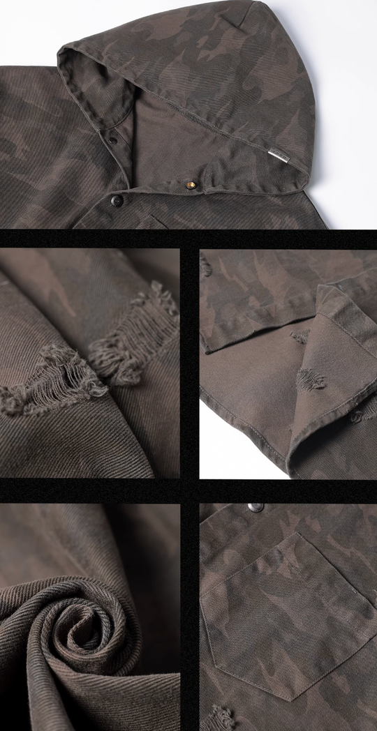 JHYQ Camouflage Hooded Shirt Jacket