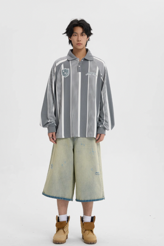 JHYQ Contrast Striped Long Sleeved Polo