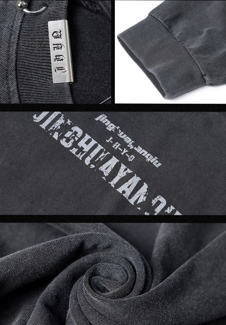 JHYQ Washed Letters Logo Printing Long Sleeved Tee