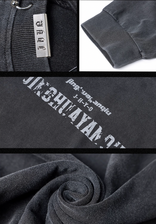 JHYQ Washed Letters Logo Printing Long Sleeved Tee