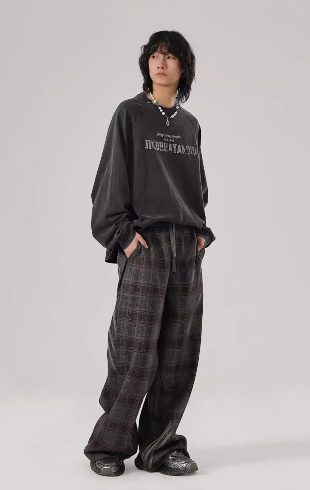 JHYQ Washed Letters Logo Printing Long Sleeved Tee