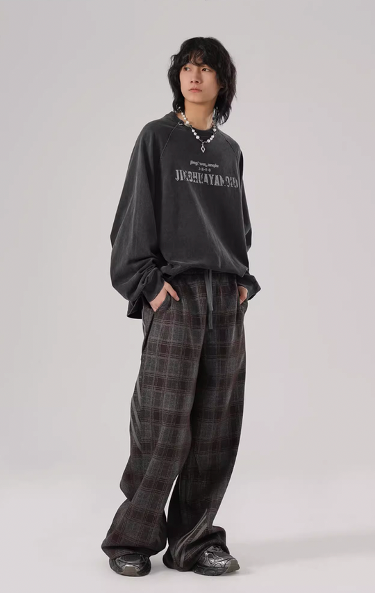 JHYQ Washed Letters Logo Printing Long Sleeved Tee