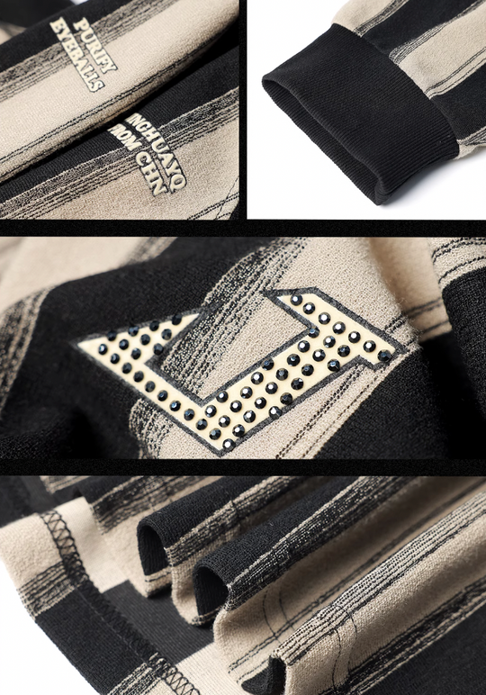 JHYQ Striped Letter Printing Long Sleeved Tee