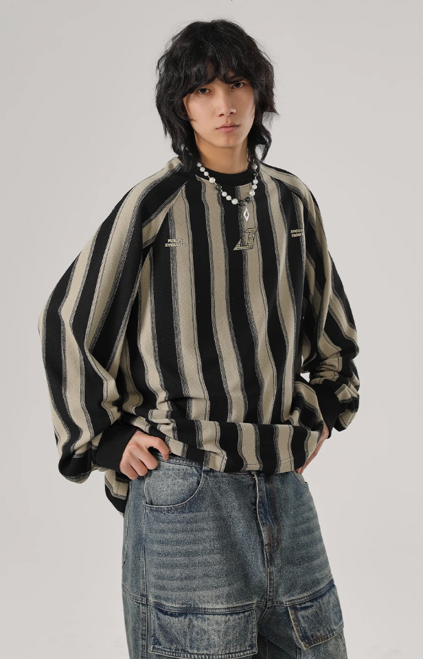 JHYQ Striped Letter Printing Long Sleeved Tee