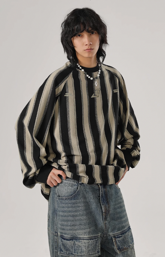 JHYQ Striped Letter Printing Long Sleeved Tee