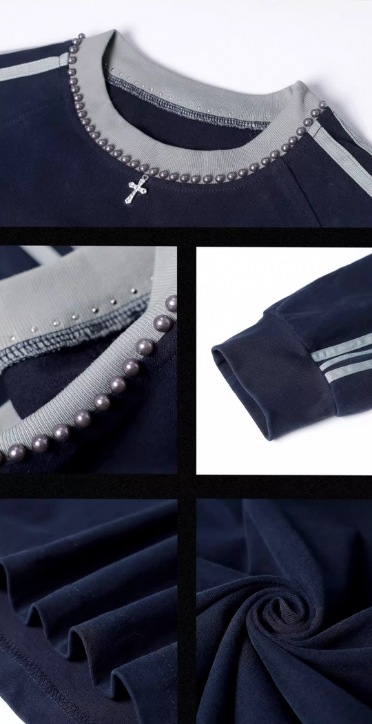 JHYQ Beadwork Washed & Old Long Sleeved Tee