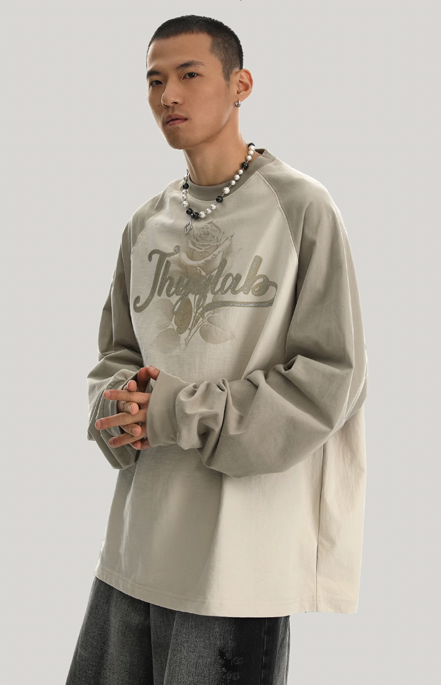 JHYQ Washed Flower Printing Long Sleeved Tee