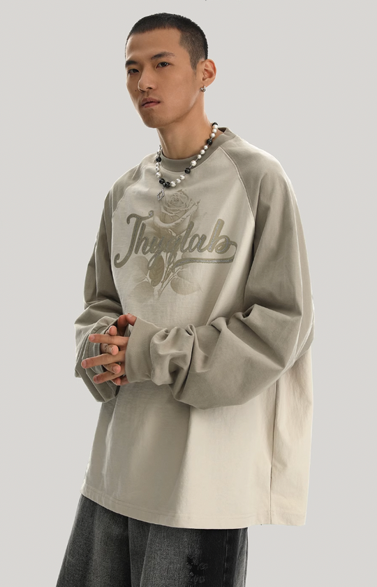 JHYQ Washed Flower Printing Long Sleeved Tee