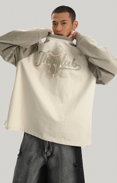 JHYQ Washed Flower Printing Long Sleeved Tee