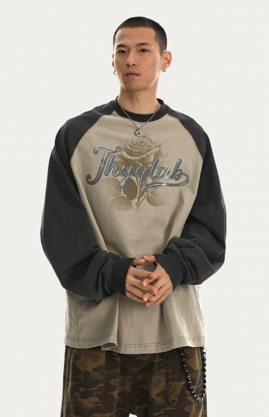 JHYQ Washed Flower Printing Long Sleeved Tee