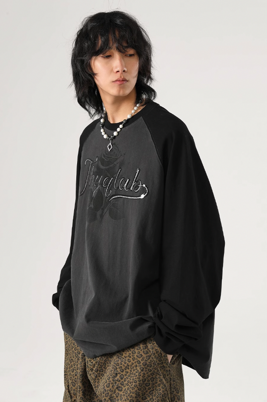 JHYQ Washed Flower Printing Long Sleeved Tee