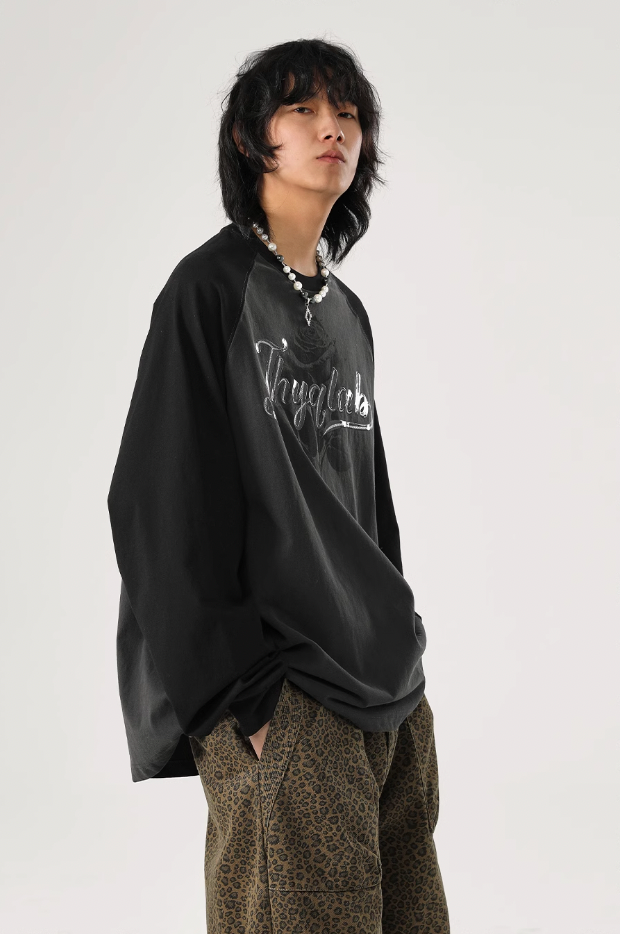 JHYQ Washed Flower Printing Long Sleeved Tee