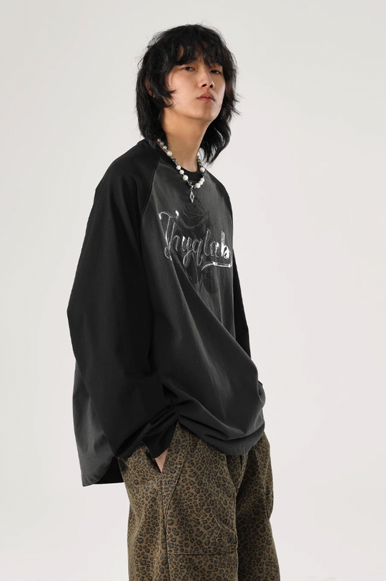 JHYQ Washed Flower Printing Long Sleeved Tee