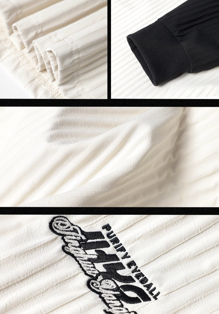 JHYQ Stitching Texture Letter Printing Long Sleeved Tee