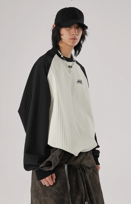 JHYQ Stitching Texture Letter Printing Long Sleeved Tee