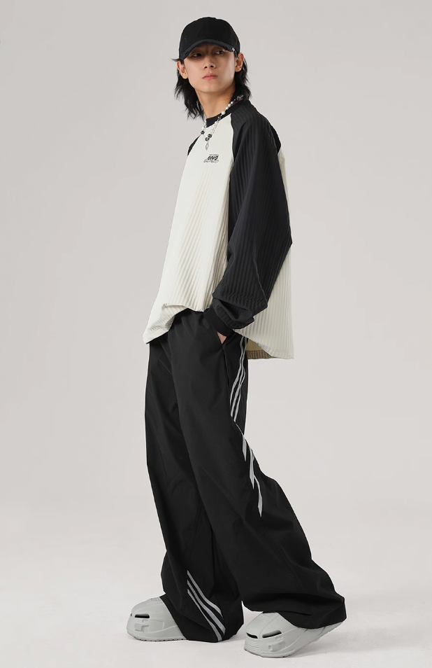 JHYQ Stitching Texture Letter Printing Long Sleeved Tee