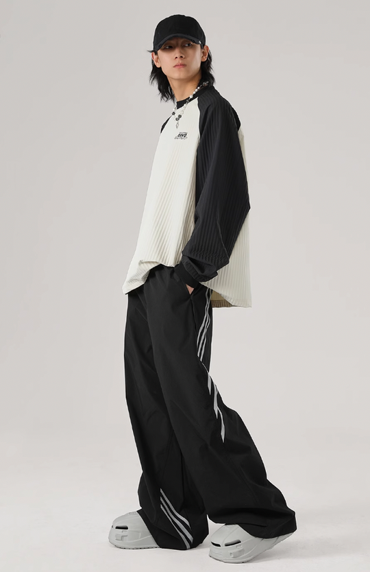 JHYQ Stitching Texture Letter Printing Long Sleeved Tee