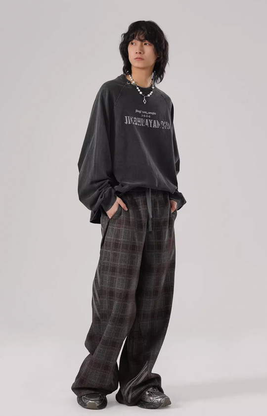 JHYQ Sports Plaid Striped Paratrooper Pants