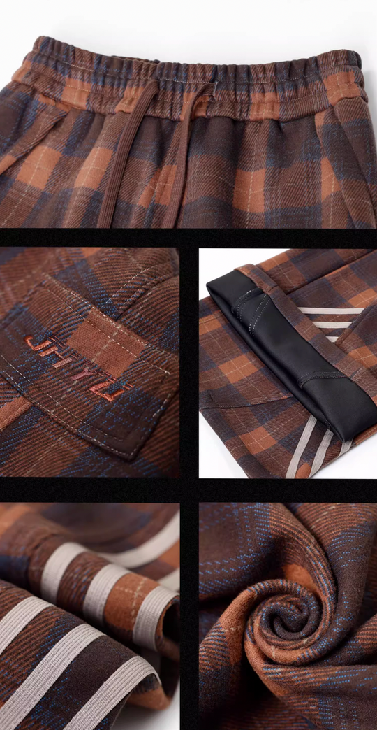 JHYQ Sports Plaid Striped Paratrooper Pants