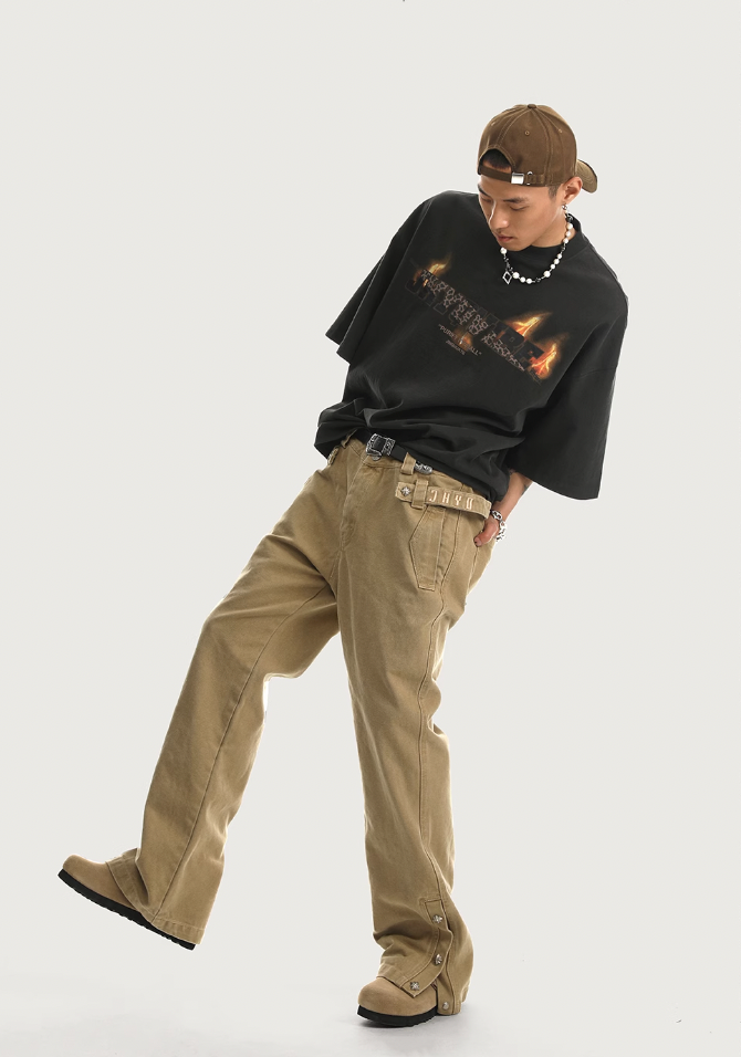 JHYQ Canvas Structured Buckle Work Pants