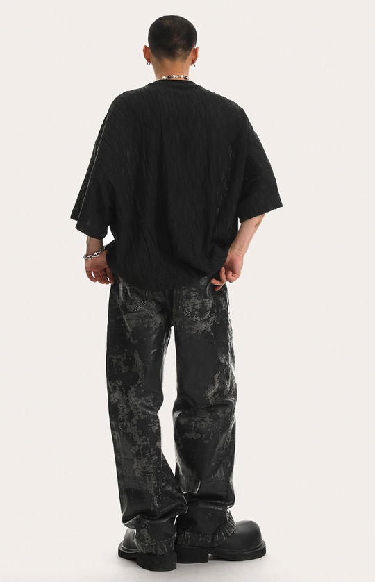 JHYQ Brush Wax Tie Dye Washed Denim Jeans