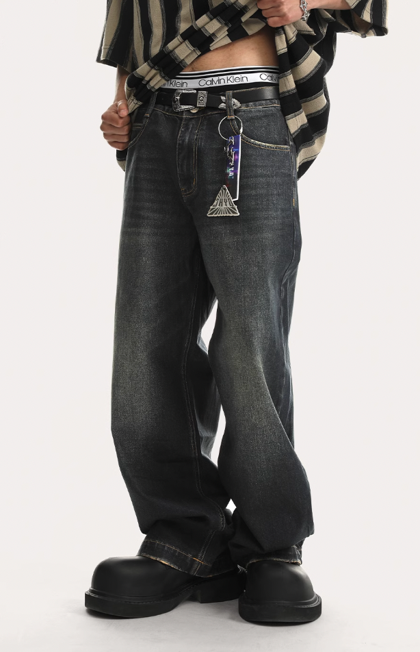 JHYQ Brush Wax Process Washed Denim Jeans