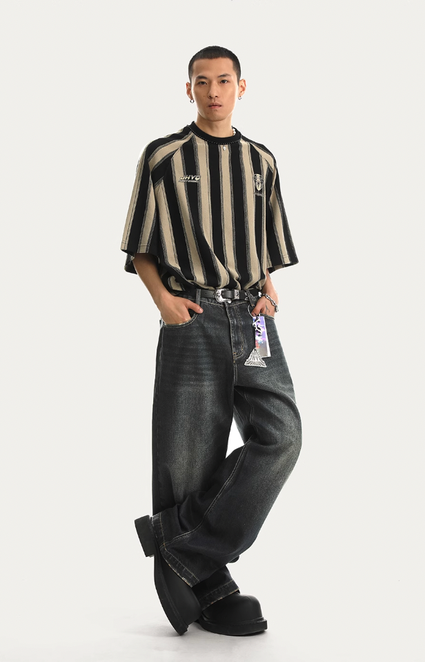 JHYQ Brush Wax Process Washed Denim Jeans