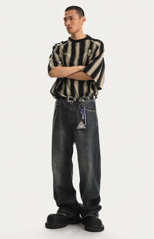 JHYQ Brush Wax Process Washed Denim Jeans