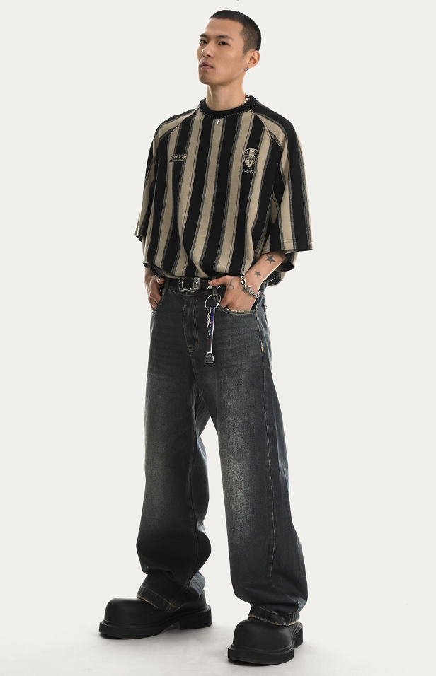 JHYQ Brush Wax Process Washed Denim Jeans