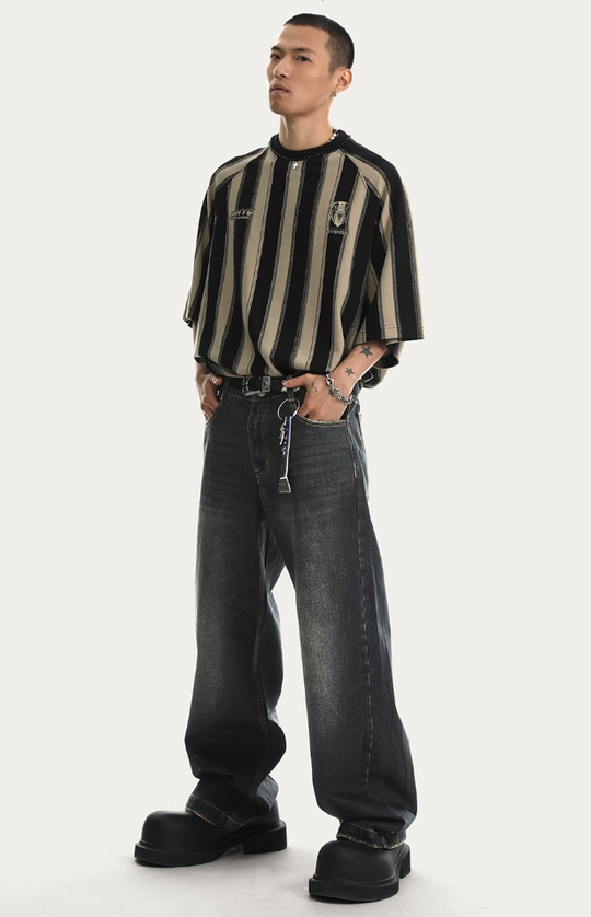 JHYQ Brush Wax Process Washed Denim Jeans