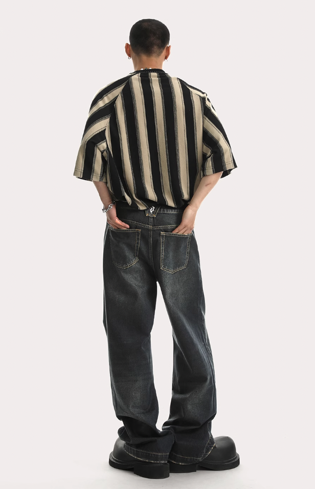 JHYQ Brush Wax Process Washed Denim Jeans