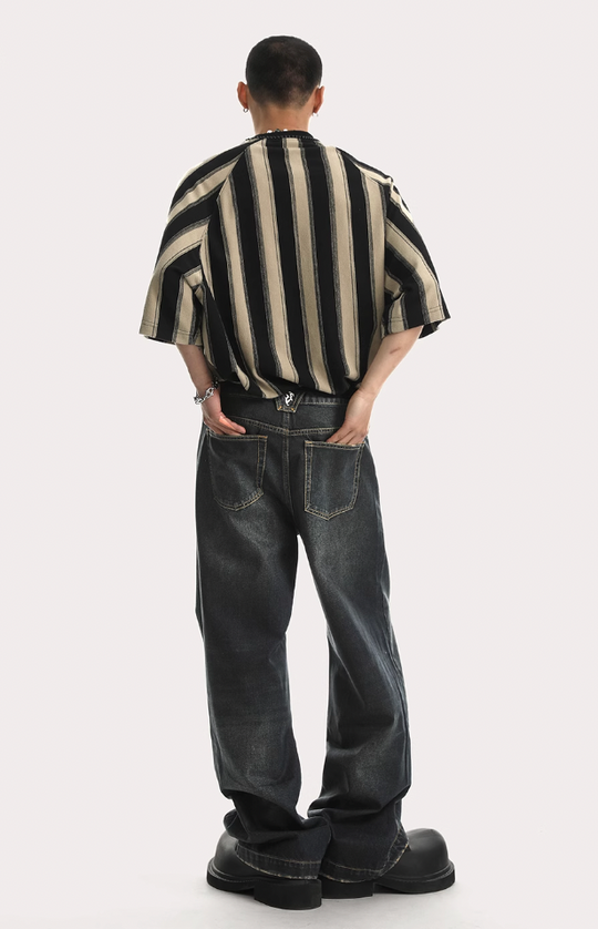 JHYQ Brush Wax Process Washed Denim Jeans