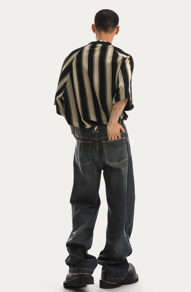 JHYQ Brush Wax Process Washed Denim Jeans