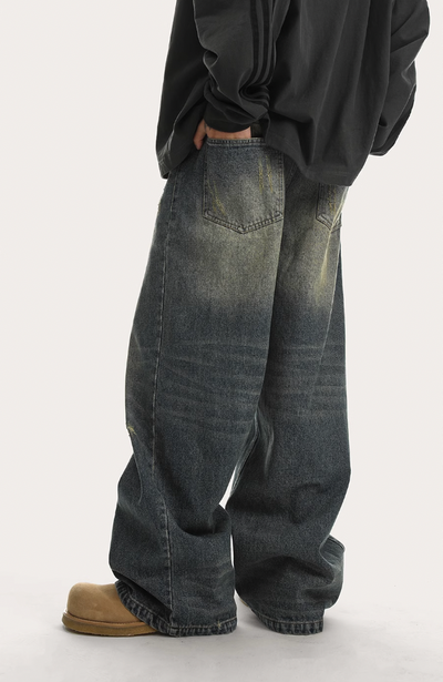 JHYQ Washed Cat Whiskers Holes Denim Jeans
