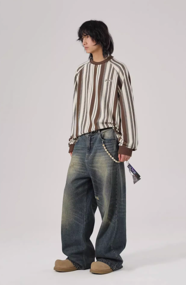 JHYQ Washed Cat Whiskers Holes Denim Jeans